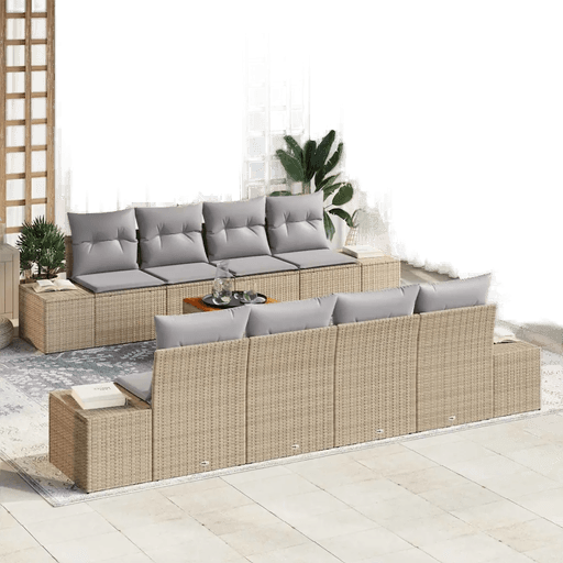 Vidaxl Hagesofa Set 9 pcs Beige