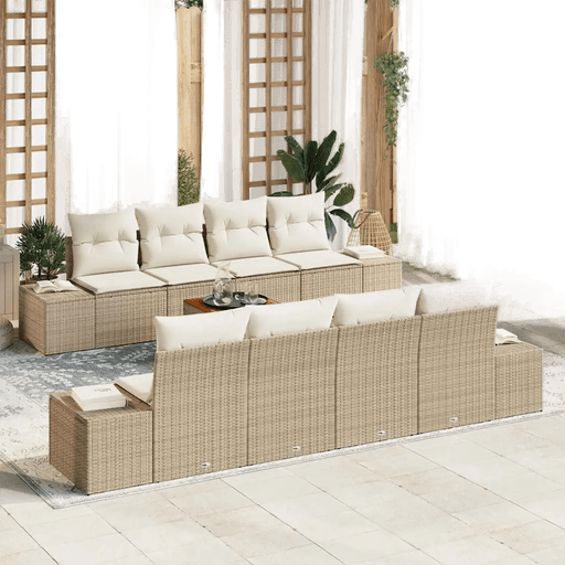 Vidaxl Hagesofa Set 9 pcs Beige
