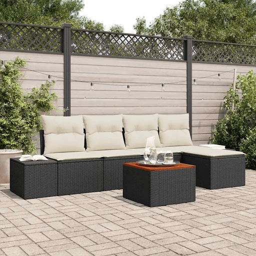 Vidaxl Hagesofa Set 6 pcs Svart