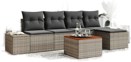 Vidaxl Hagesofa Set 6 pcs Grå