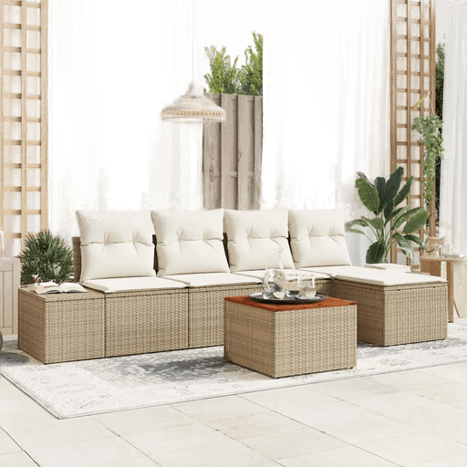 Vidaxl Hagesofa Set 6 pcs Beige