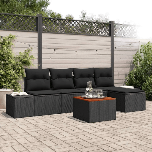 Vidaxl Hagesofa Set 6 pcs Svart