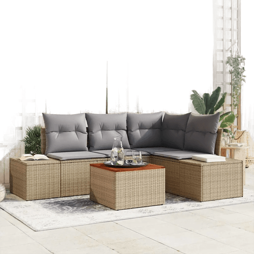 Vidaxl Hagesofa Set 5 pcs Beige