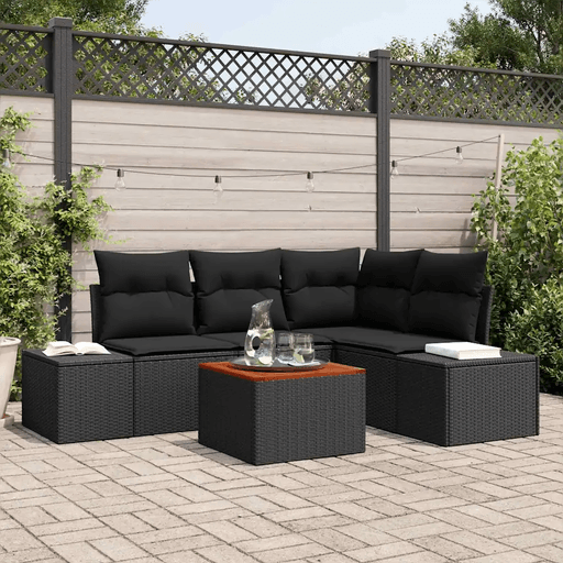 Vidaxl Hagesofa Set 5 pcs Svart