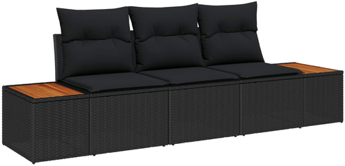Vidaxl Hagesofa Set 3 pcs Svart