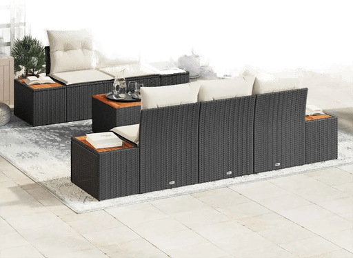 Vidaxl Hagesofa Set 6 pcs Svart