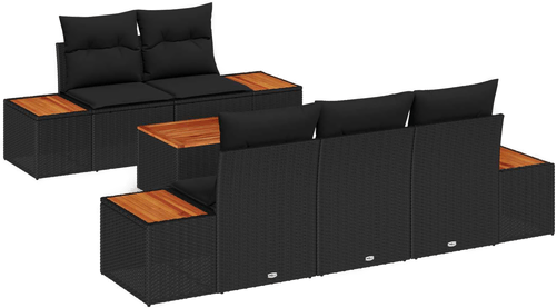 Vidaxl Hagesofa Set 6 pcs Svart