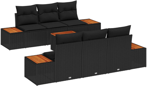 Vidaxl Hagesofa Set 7 pcs Svart