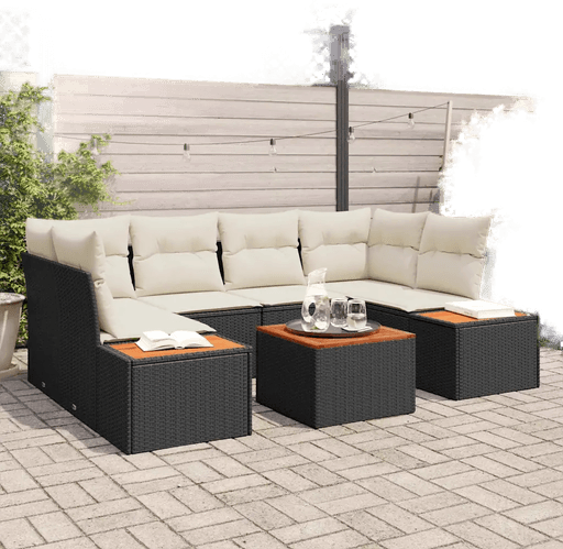 Vidaxl Hagesofa Set 6 pcs Svart