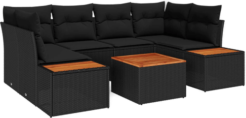 Vidaxl Hagesofa Set 6 pcs Svart