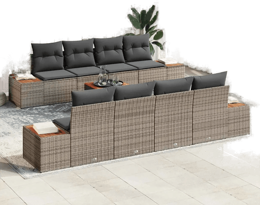 Vidaxl Hagesofa Set 9 pcs Grå