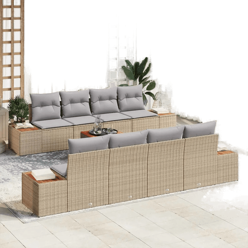 Vidaxl Hagesofa Set 9 pcs Beige
