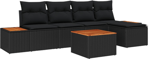 Vidaxl Hagesofa Set 6 pcs Svart