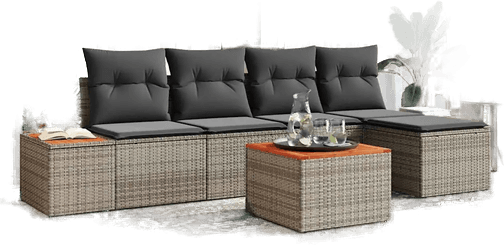 Vidaxl Hagesofa Set 6 pcs Grå