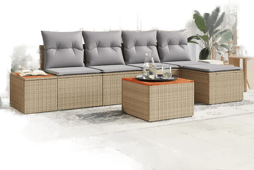Vidaxl Hagesofa Set 6 pcs Beige