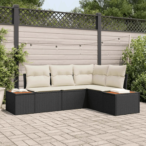 Vidaxl Hagesofa Set 5 pcs Svart