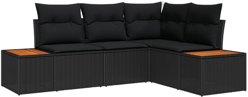 Vidaxl Hagesofa Set 5 pcs Svart