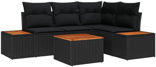 Vidaxl Hagesofa Set 5 pcs Svart