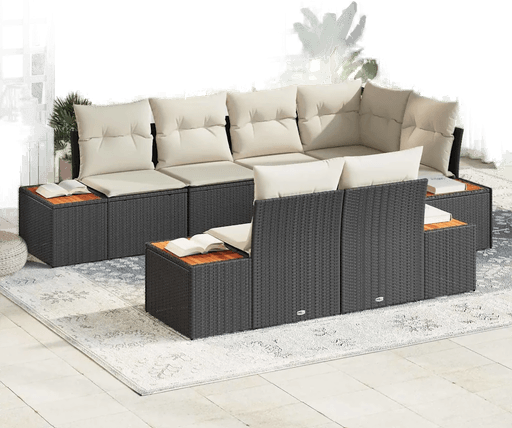 Vidaxl Hagesofa Set 7 pcs Svart