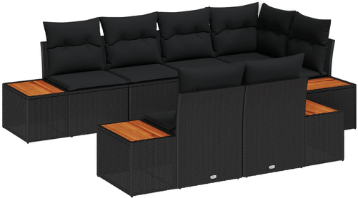 Vidaxl Hagesofa Set 7 pcs Svart