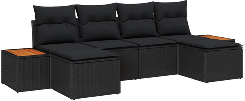 Vidaxl Hagesofa Set 6 pcs Svart