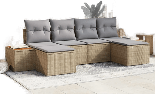Vidaxl Hagesofa Set 6 pcs Beige