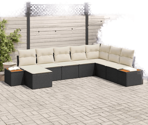 Vidaxl Hagesofa Set 8 pcs Svart