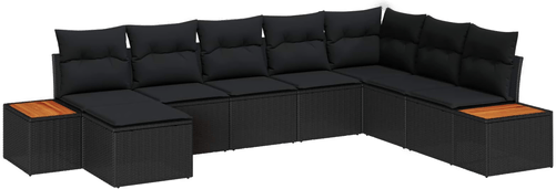 Vidaxl Hagesofa Set 8 pcs Svart