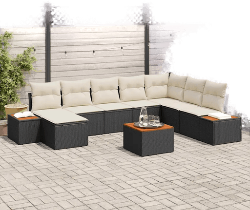 Vidaxl Hagesofa Set 9 pcs Svart