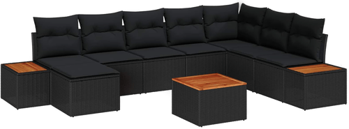 Vidaxl Hagesofa Set 9 pcs Svart