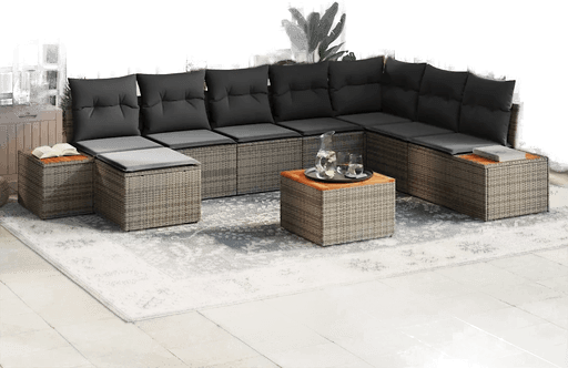 Vidaxl Hagesofa Set 9 pcs Grå