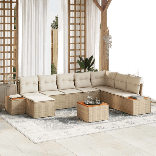 Vidaxl Hagesofa Set 9 pcs Beige