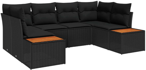 Vidaxl Hagesofa Set 6 pcs Svart