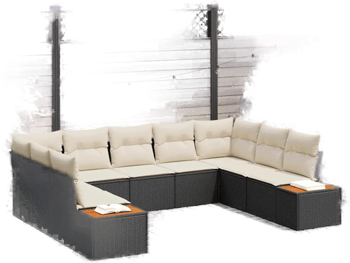 Vidaxl Hagesofa Set 9 pcs Svart