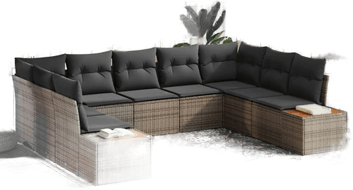 Vidaxl Hagesofa Set 9 pcs Grå