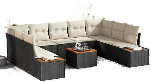 Vidaxl Hagesofa Set 10 pcs Svart