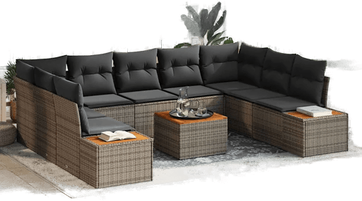 Vidaxl Hagesofa Set 10 pcs Grå