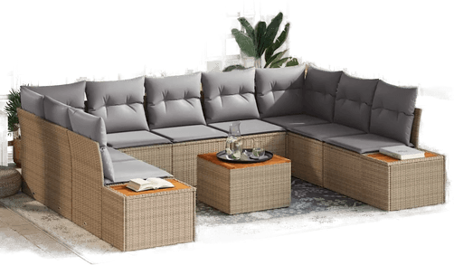 Vidaxl Hagesofa Set 10 pcs Beige