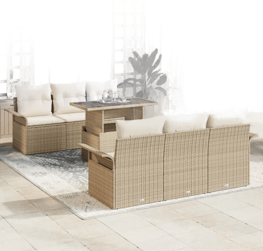 Vidaxl Hagesofa Set 7 pcs Beige