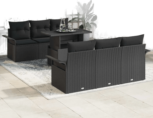 Vidaxl Hagesofa Set 7 pcs Svart