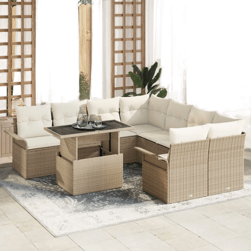 Vidaxl Hagesofa Set 9 pcs Beige