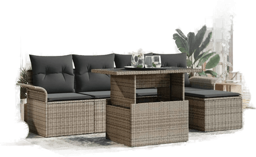 Vidaxl Hagesofa Set 6 pcs Grå