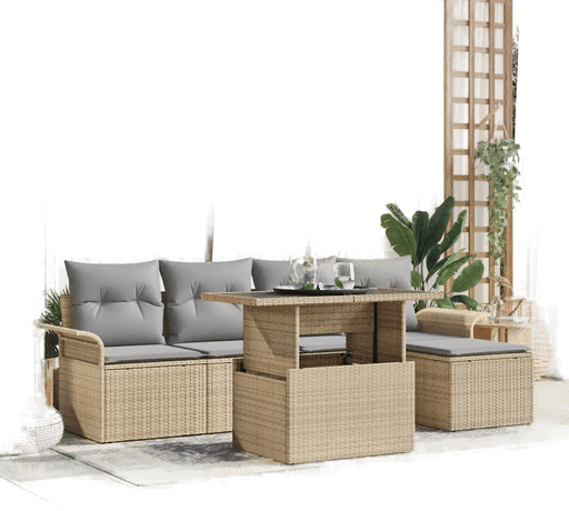 Vidaxl Hagesofa Set 6 pcs Beige