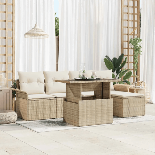 Vidaxl Hagesofa Set 6 pcs Beige
