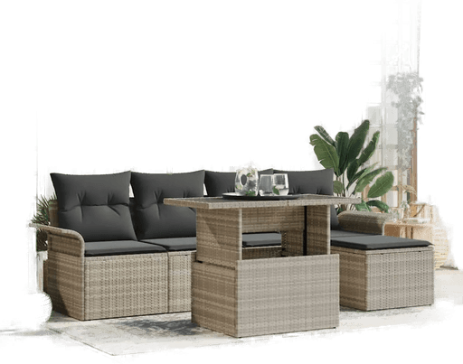 Vidaxl Hagesofa Set 6 pcs Lysegrå