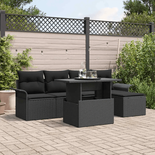 Vidaxl Hagesofa Set 6 pcs Svart