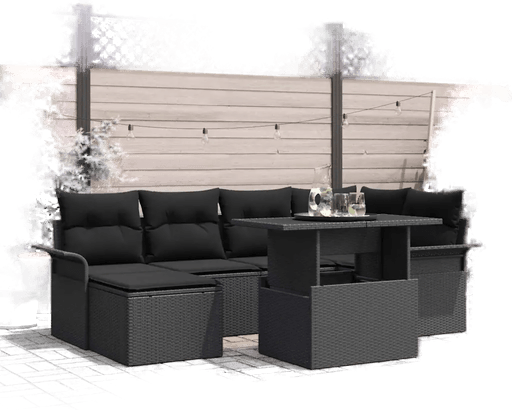 Vidaxl Hagesofa Set 7 pcs Svart