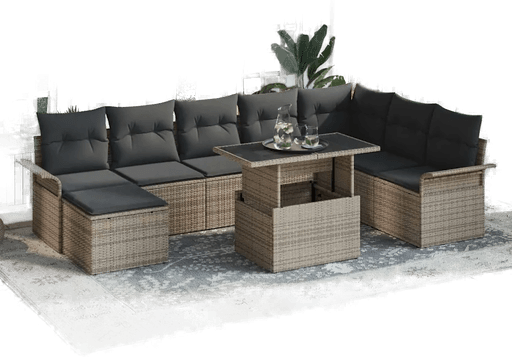 Vidaxl Hagesofa Set 9 pcs Grå