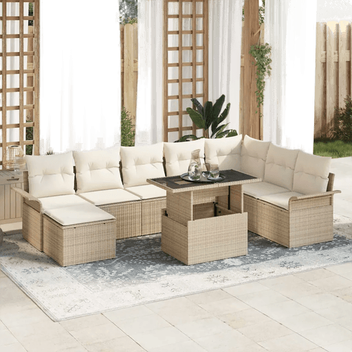 Vidaxl Hagesofa Set 9 pcs Beige