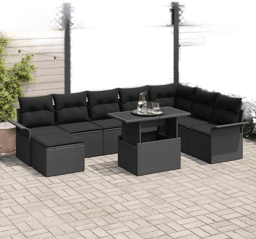 Vidaxl Hagesofa Set 9 pcs Svart